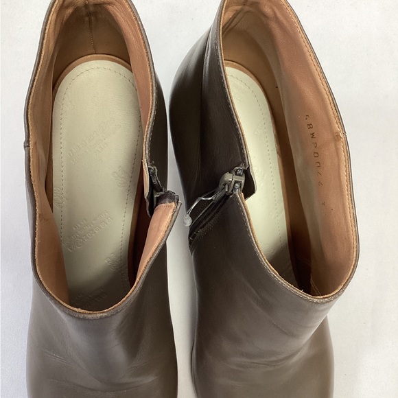 MAISON MARTIN MARGIELA Leather Peep Toe Ankle Brown Booties 8 ITALY  Cone Heel - Picture 6 of 6